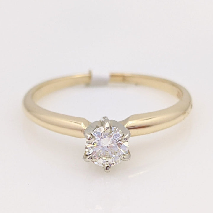 14K .34 CARAT TOTAL SI1 J DIAMOND ROUND 6-PRONG SOLITAIRE ESTATE RING 2.0 GRAMS