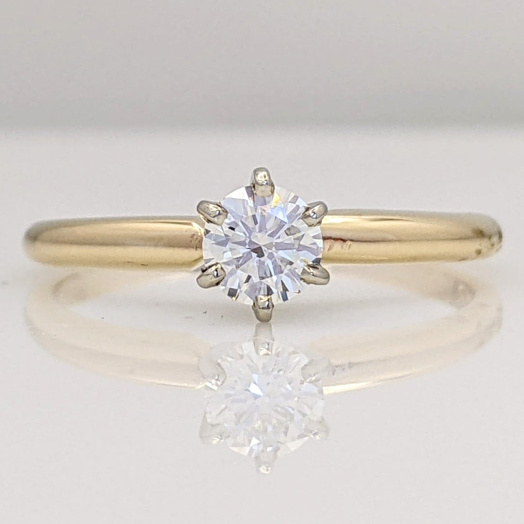 14K .34 CARAT TOTAL SI1 J DIAMOND ROUND 6-PRONG SOLITAIRE ESTATE RING 2.0 GRAMS