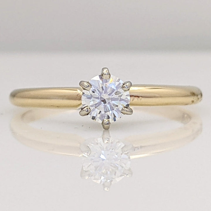 14K .34 CARAT TOTAL SI1 J DIAMOND ROUND 6-PRONG SOLITAIRE ESTATE RING 2.0 GRAMS