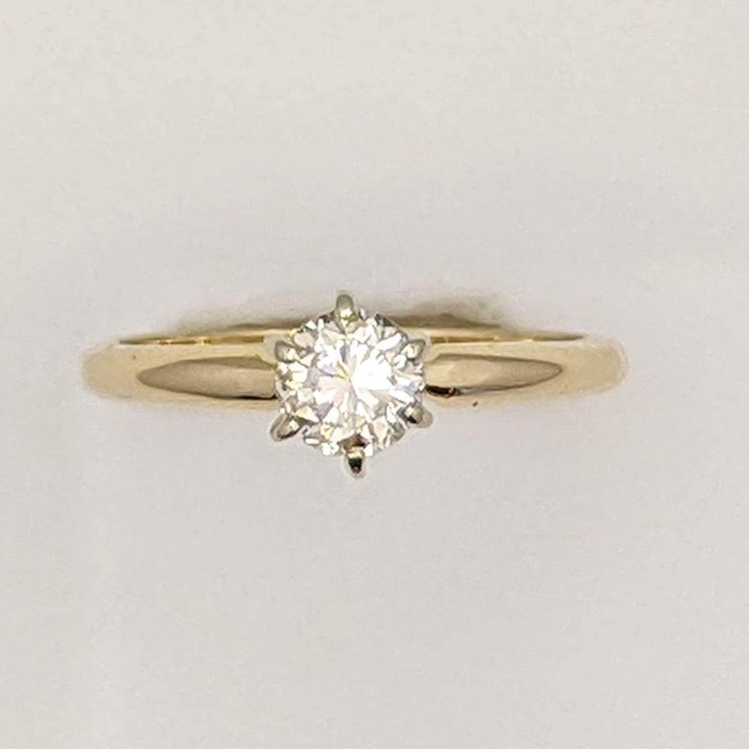 14K .38 CARAT TOTAL SI2 J DIAMOND ROUND 6-PRONG SOLITARE ESTATE RING 1.1 GRAMS