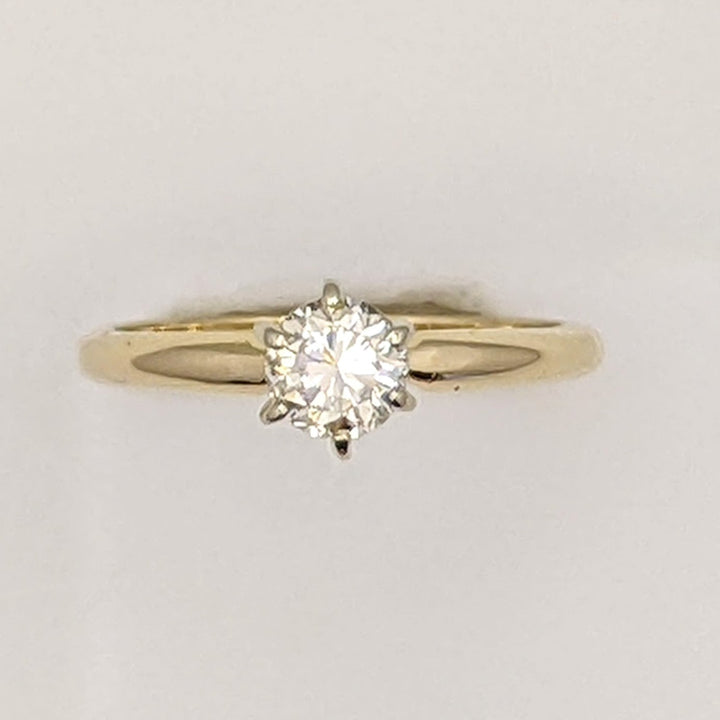 14K .38 CARAT TOTAL SI2 J DIAMOND ROUND 6-PRONG SOLITARE ESTATE RING 1.1 GRAMS
