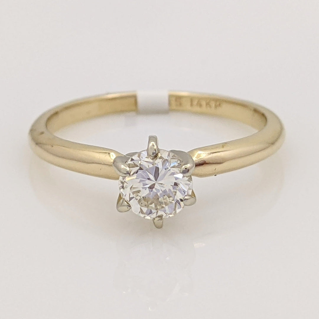 14K .38 CARAT TOTAL SI2 J DIAMOND ROUND 6-PRONG SOLITARE ESTATE RING 1.1 GRAMS