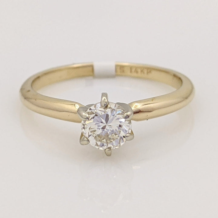 14K .38 CARAT TOTAL SI2 J DIAMOND ROUND 6-PRONG SOLITARE ESTATE RING 1.1 GRAMS