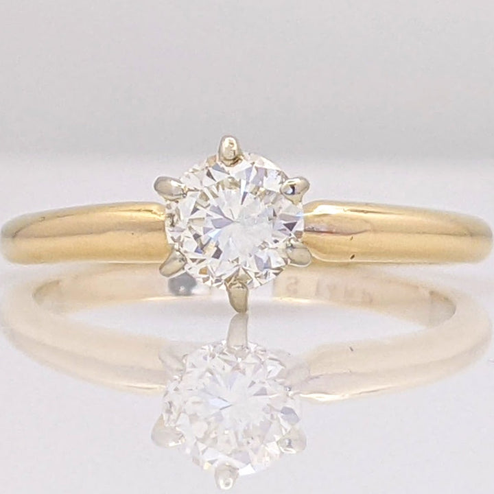 14K .38 CARAT TOTAL SI2 J DIAMOND ROUND 6-PRONG SOLITARE ESTATE RING 1.1 GRAMS