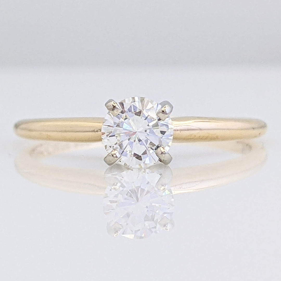 14K .38 CARAT TOTAL SI1 I DIAMOND ROUND SOLITAIRE ESTATE RING 1.6 GRAMS