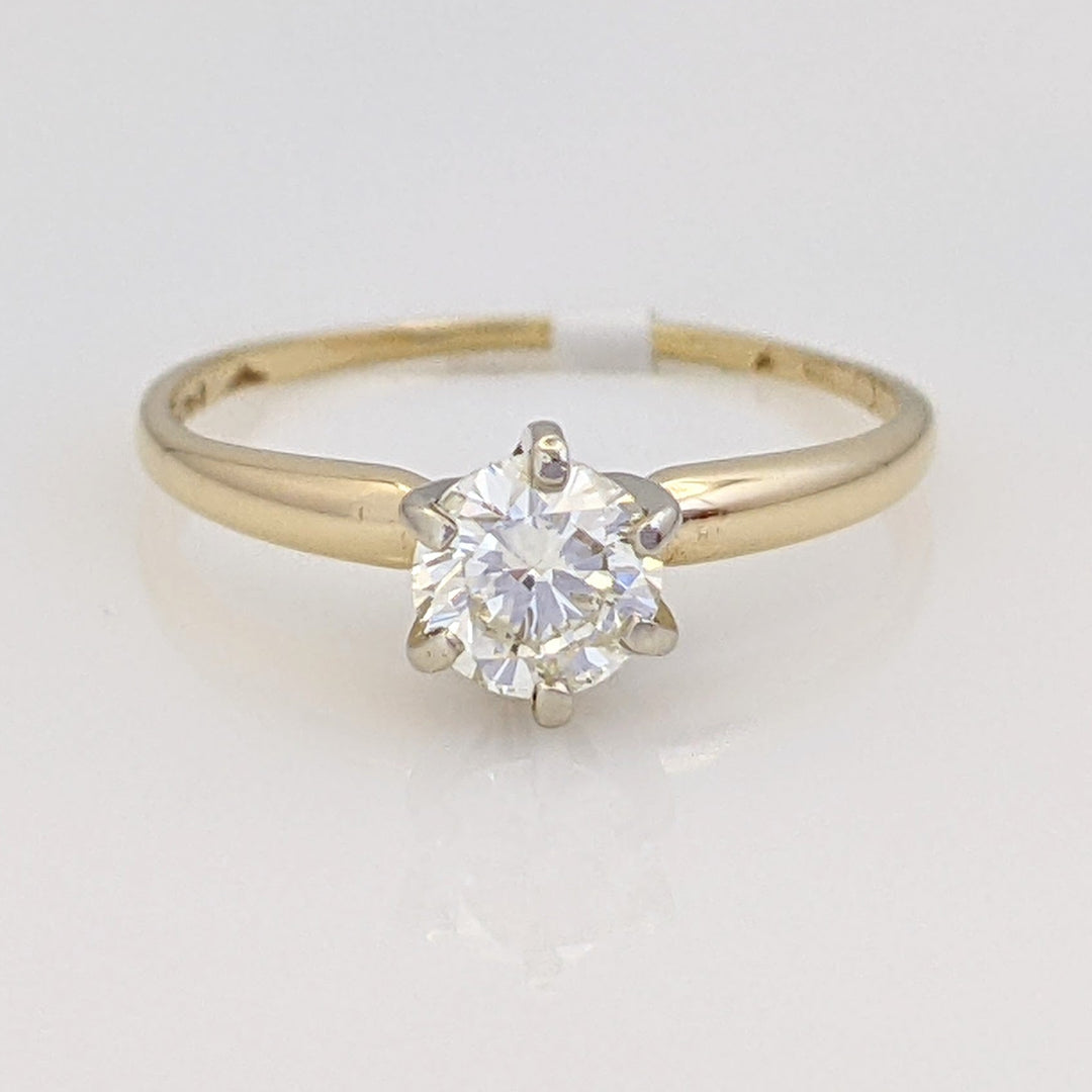 14K .46 CARAT TOTAL SI2 K DIAMOND ROUND 6-PRONG SOLITARE ESTATE RING 1.4 GRAMS