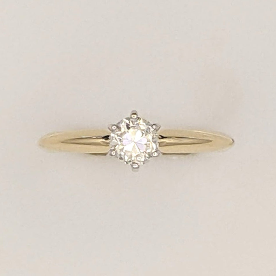 14K .42 CARAT TOTAL VS2 P DIAMOND ROUND ESTATE SOLITAIRE 1.9 GRAMS