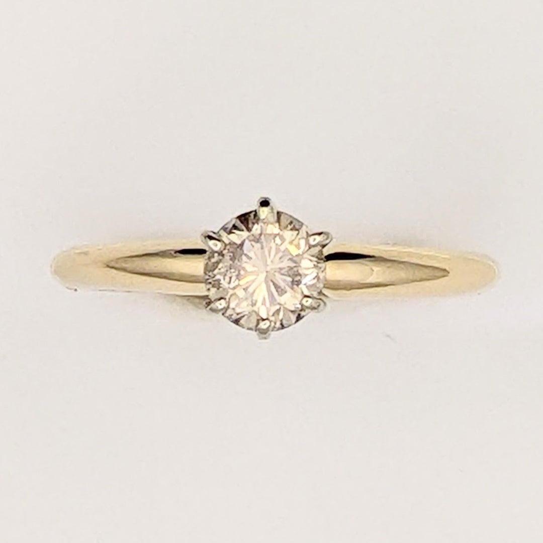 14K .53 CARAT TOTAL I1 N DIAMOND ROUND SOLITAIRE ESTATE RING 2.1 GRAMS