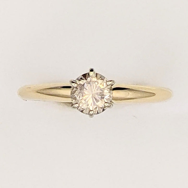 14K .53 CARAT TOTAL I1 N DIAMOND ROUND SOLITAIRE ESTATE RING 2.1 GRAMS
