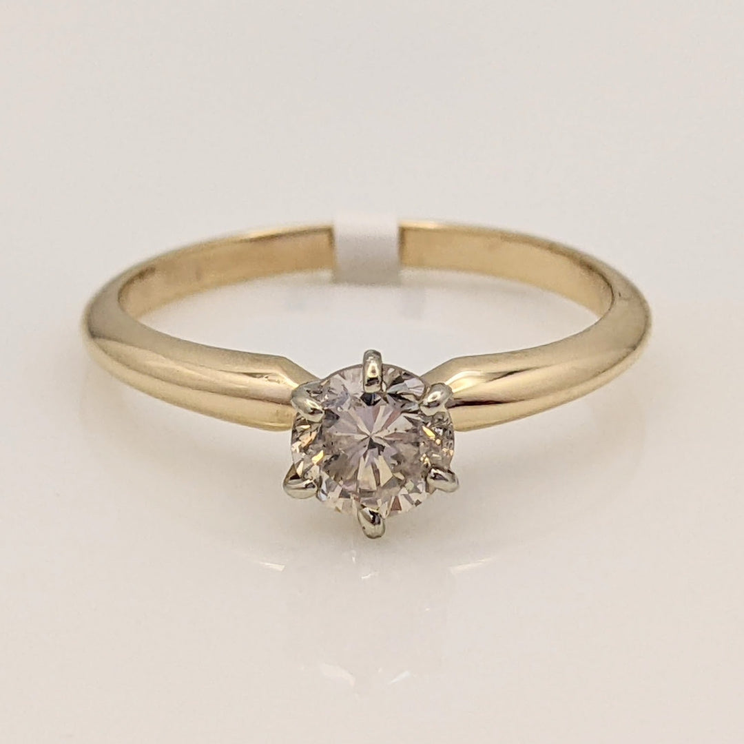 14K .53 CARAT TOTAL I1 N DIAMOND ROUND SOLITAIRE ESTATE RING 2.1 GRAMS