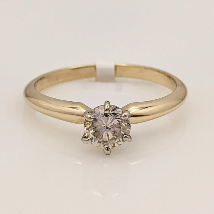14K .53 CARAT TOTAL I1 N DIAMOND ROUND SOLITAIRE ESTATE RING 2.1 GRAMS