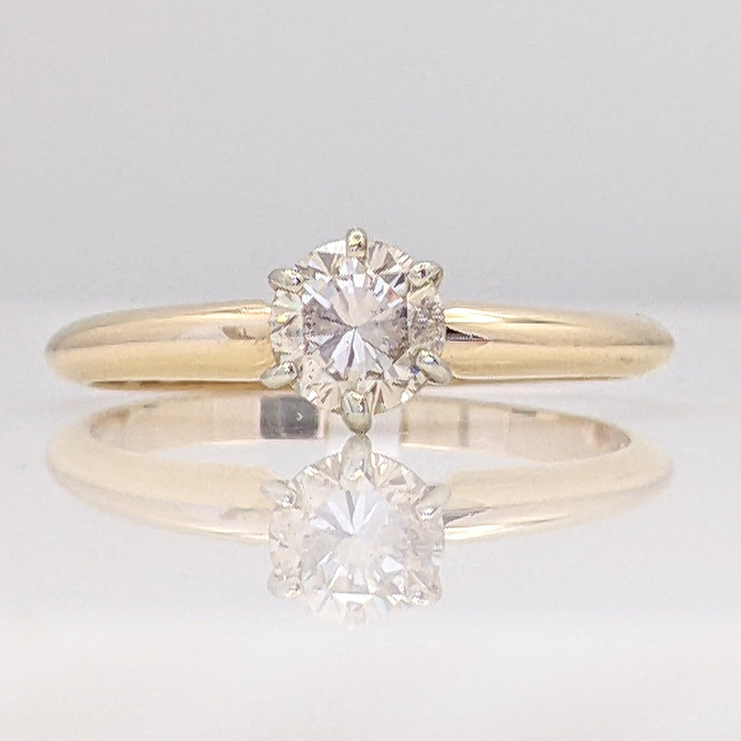 14K .53 CARAT TOTAL I1 N DIAMOND ROUND SOLITAIRE ESTATE RING 2.1 GRAMS