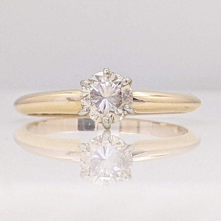 14K .53 CARAT TOTAL I1 N DIAMOND ROUND SOLITAIRE ESTATE RING 2.1 GRAMS