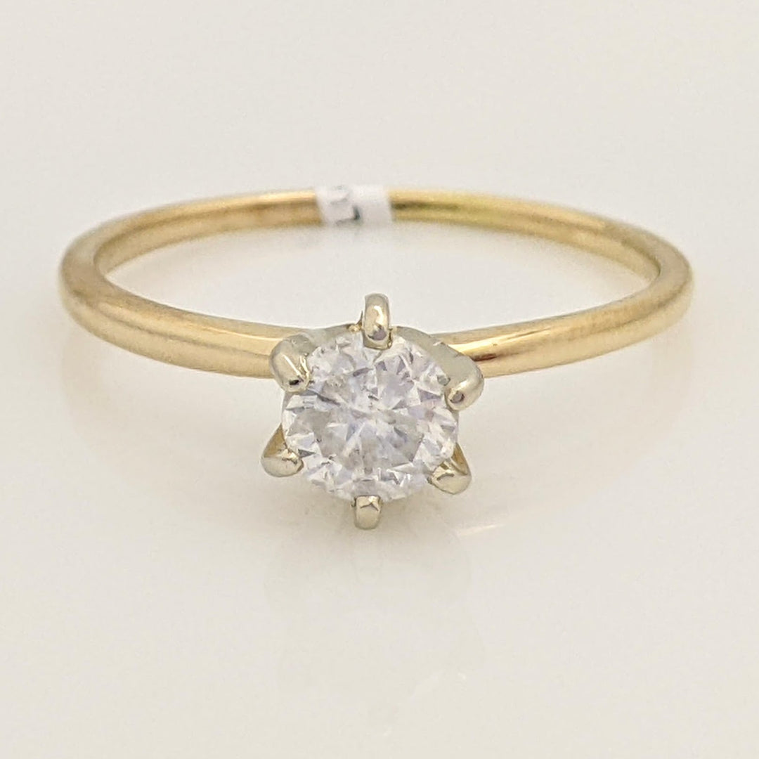 14K .47 CARAT TOTAL I2 I DIAMOND ROUND 6-PRONG SOLITARE ESTATE RING 1.7 GRAMS