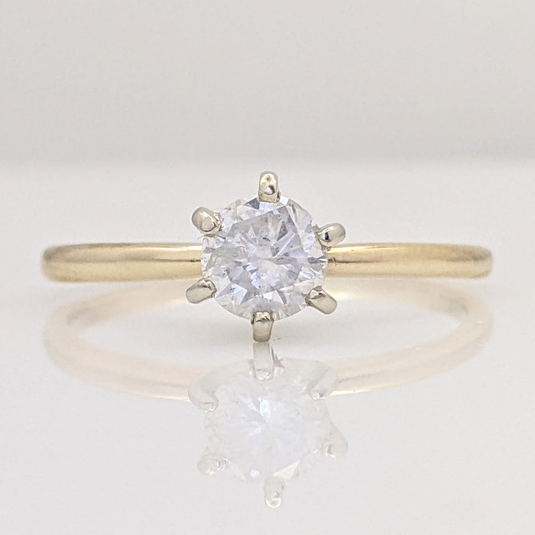 14K .47 CARAT TOTAL I2 I DIAMOND ROUND 6-PRONG SOLITARE ESTATE RING 1.7 GRAMS