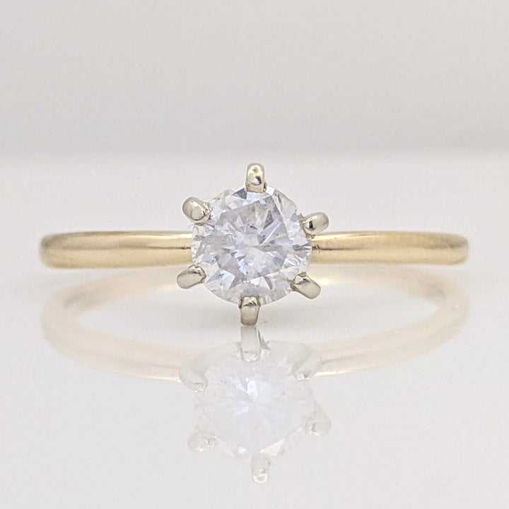 14K .47 CARAT TOTAL I2 I DIAMOND ROUND 6-PRONG SOLITARE ESTATE RING 1.7 GRAMS