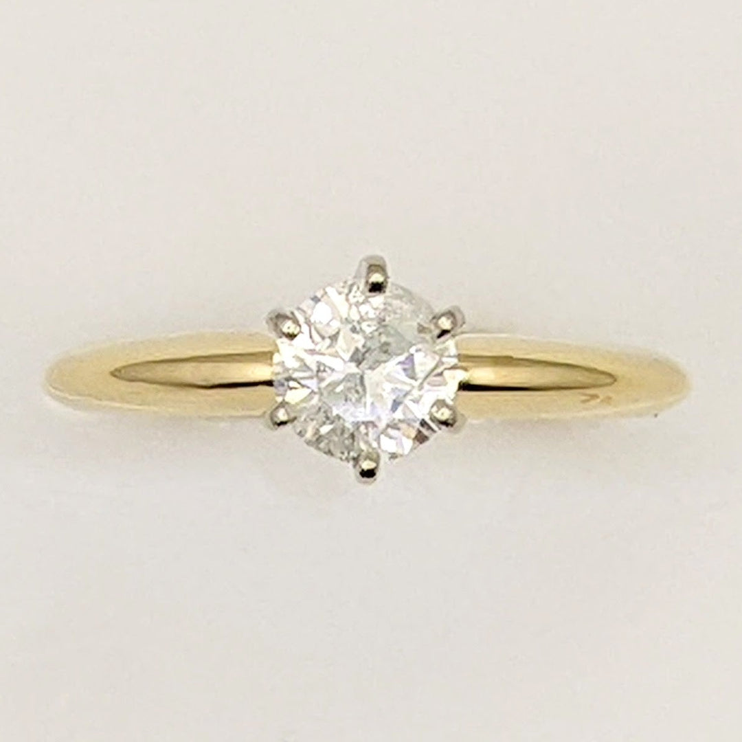 14K .52 CARAT TOTAL I3 I DIAMOND ROUND ESTATE SOLITAIRE RING 2.4 GRAMS