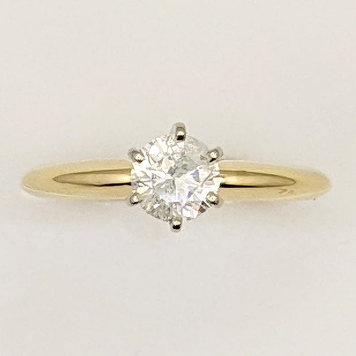 14K .52 CARAT TOTAL I3 I DIAMOND ROUND ESTATE SOLITAIRE RING 2.4 GRAMS