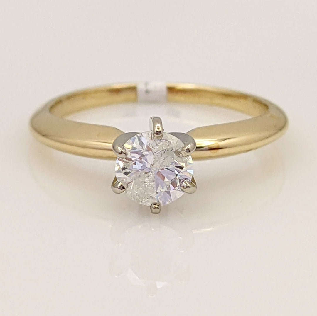 14K .52 CARAT TOTAL I3 I DIAMOND ROUND ESTATE SOLITAIRE RING 2.4 GRAMS