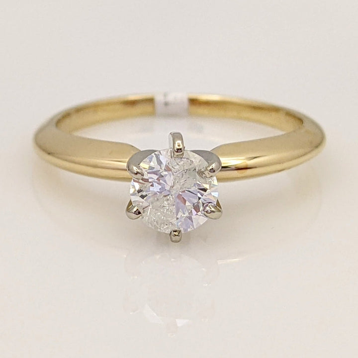 14K .52 CARAT TOTAL I3 I DIAMOND ROUND ESTATE SOLITAIRE RING 2.4 GRAMS