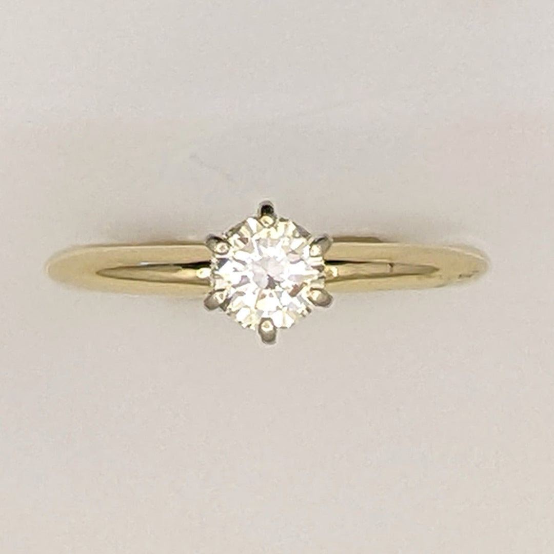 14K .40 CARAT TOTAL SI2 M DIAMOND ROUND 6-PRONG ESTATE SOLITAIRE RING 2.0 GRAMS