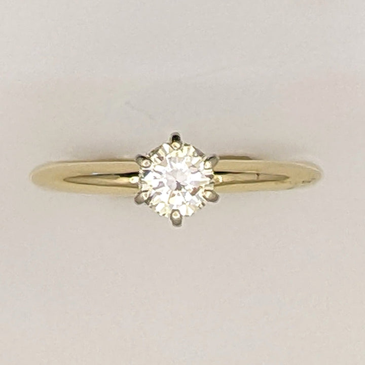 14K .40 CARAT TOTAL SI2 M DIAMOND ROUND 6-PRONG ESTATE SOLITAIRE RING 2.0 GRAMS