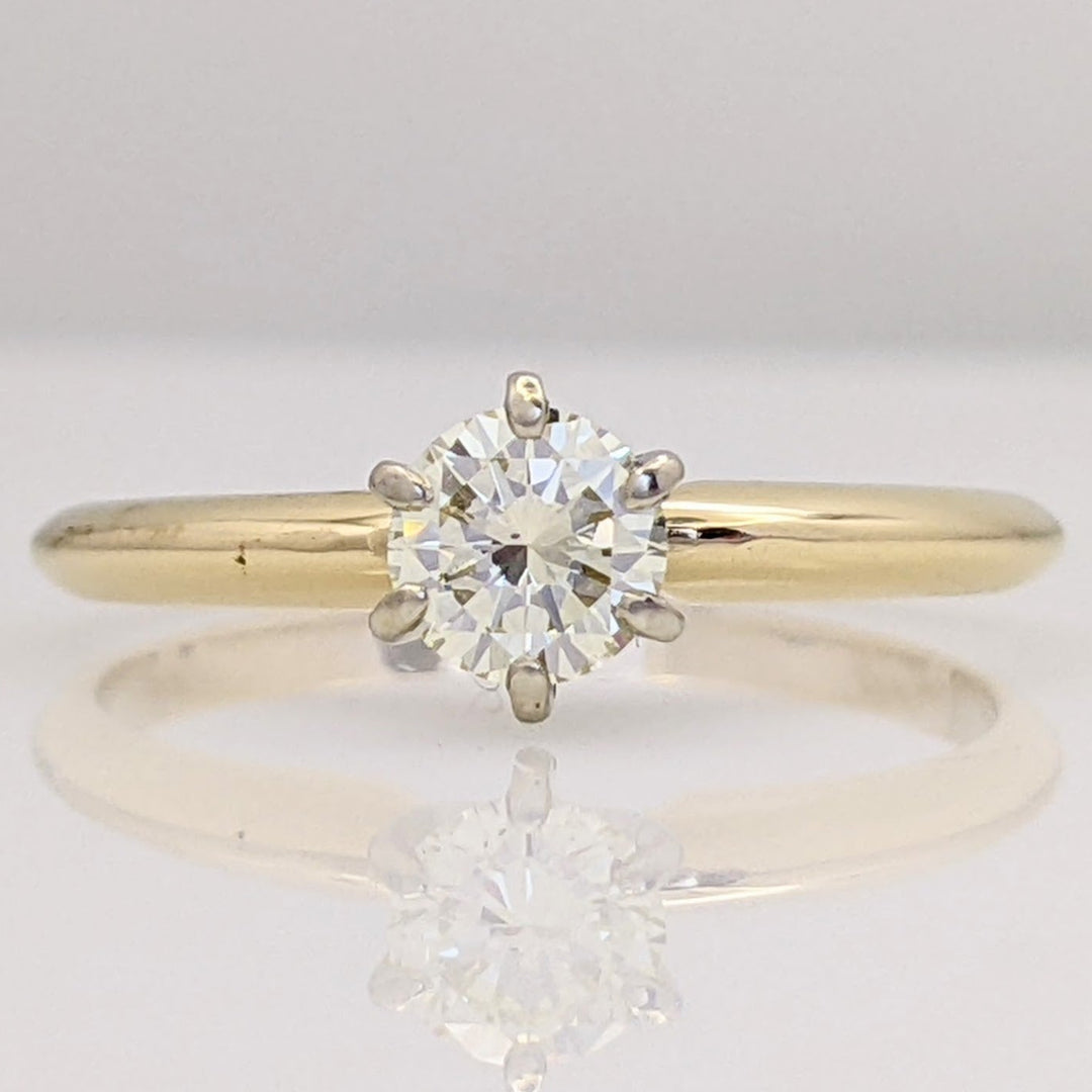 14K .40 CARAT TOTAL SI2 M DIAMOND ROUND 6-PRONG ESTATE SOLITAIRE RING 2.0 GRAMS