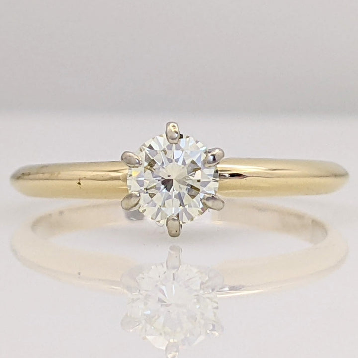 14K .40 CARAT TOTAL SI2 M DIAMOND ROUND 6-PRONG ESTATE SOLITAIRE RING 2.0 GRAMS