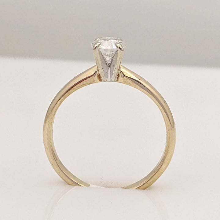 14K .34 CARAT TOTAL I1 E DIAMOND ROUND 4-PRONG SOLITAIRE ESTATE RING 2.1 GRAMS