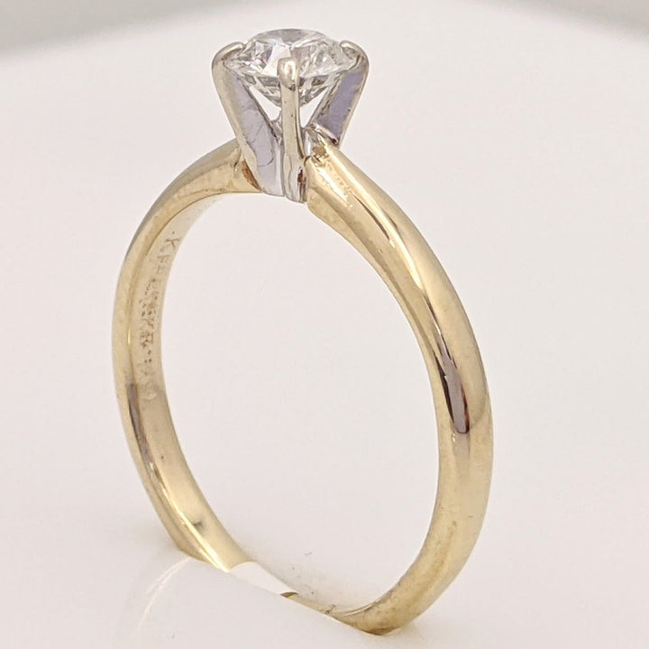 14K .34 CARAT TOTAL I1 E DIAMOND ROUND 4-PRONG SOLITAIRE ESTATE RING 2.1 GRAMS