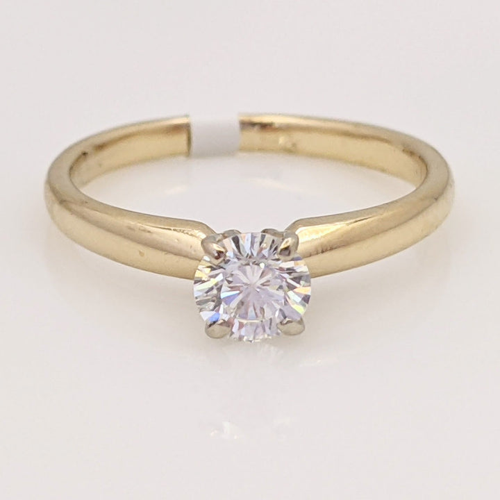 14K .34 CARAT TOTAL I1 E DIAMOND ROUND 4-PRONG SOLITAIRE ESTATE RING 2.1 GRAMS