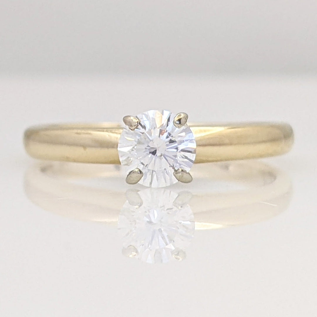 14K .34 CARAT TOTAL I1 E DIAMOND ROUND 4-PRONG SOLITAIRE ESTATE RING 2.1 GRAMS
