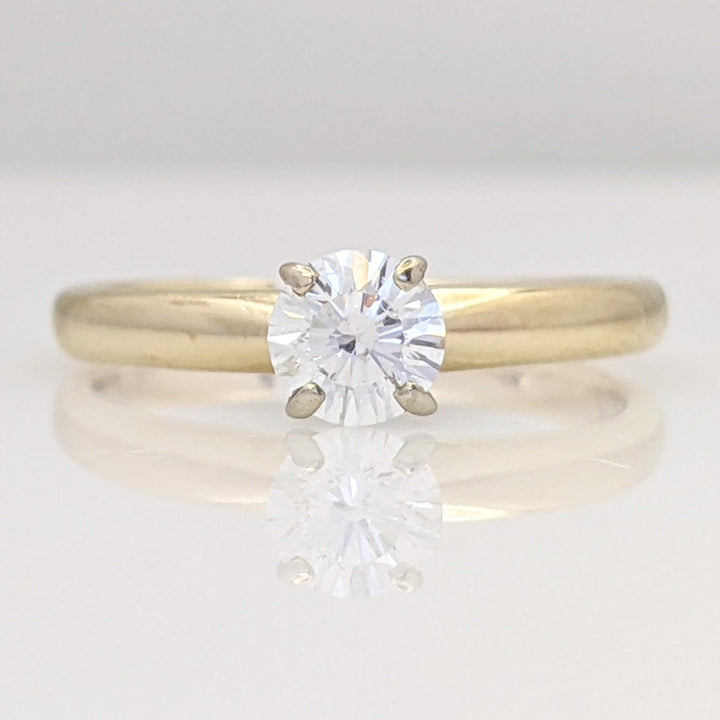 14K .34 CARAT TOTAL I1 E DIAMOND ROUND 4-PRONG SOLITAIRE ESTATE RING 2.1 GRAMS