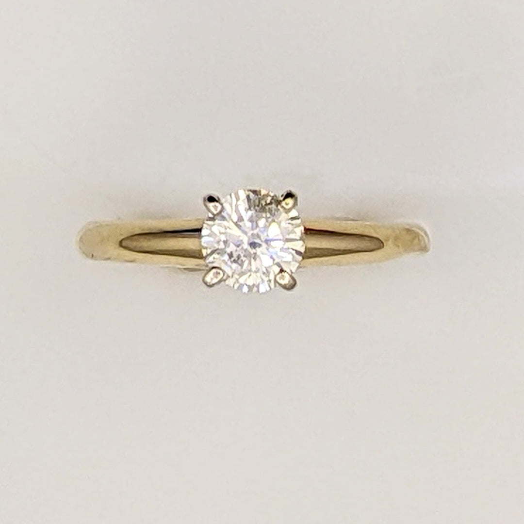 14K .47 CARAT TOTAL I2 J DIAMOND ROUND SOLITAIRE ESTATE RING 2.02 GRAMS