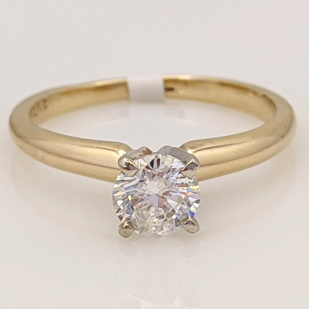 14K .47 CARAT TOTAL I2 J DIAMOND ROUND SOLITAIRE ESTATE RING 2.02 GRAMS