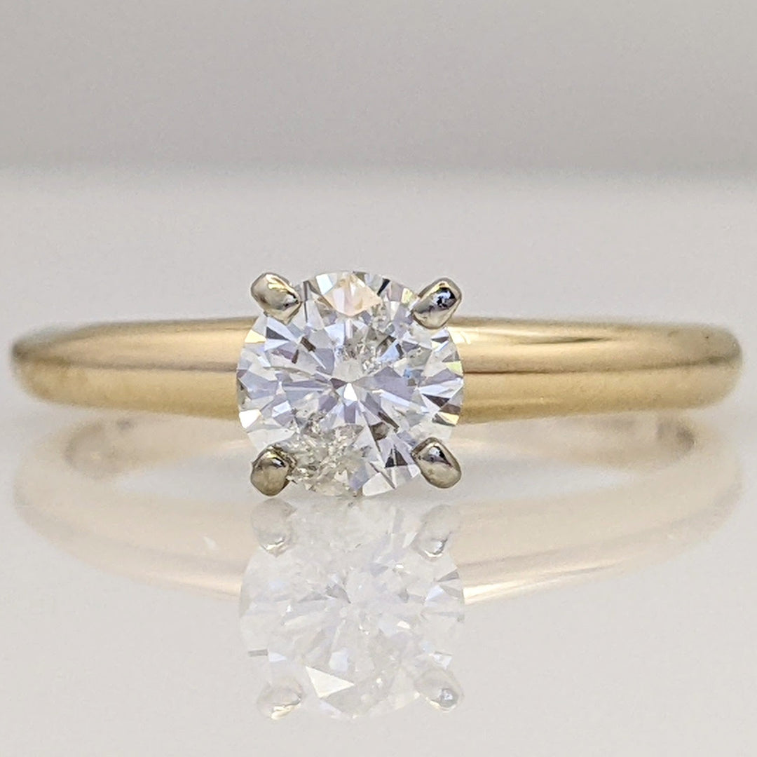 14K .47 CARAT TOTAL I2 J DIAMOND ROUND SOLITAIRE ESTATE RING 2.02 GRAMS