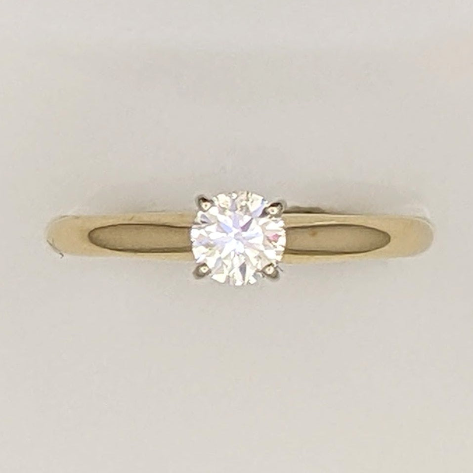 14K .34 CARAT TOTAL I1 I DIAMOND ROUND 4-PRONG SOLITAIRE ESTATE RING 2.0 GRAMS