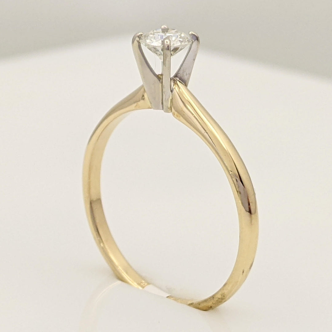 14K .34 CARAT TOTAL I1 I DIAMOND ROUND 4-PRONG SOLITAIRE ESTATE RING 2.0 GRAMS