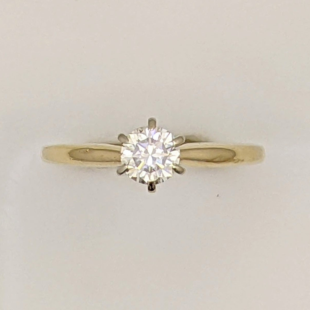 14K .35 CARAT TOTAL I1 J DIAMOND ROUND 6-PRONG SOLITARE ESTATE RING 2.1 GRAMS