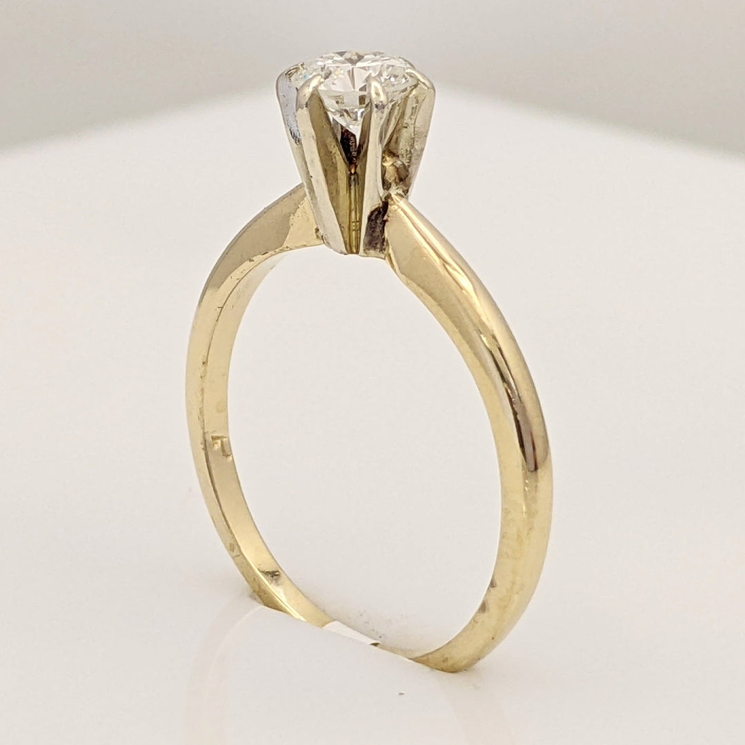 14K .35 CARAT TOTAL I1 J DIAMOND ROUND 6-PRONG SOLITARE ESTATE RING 2.1 GRAMS
