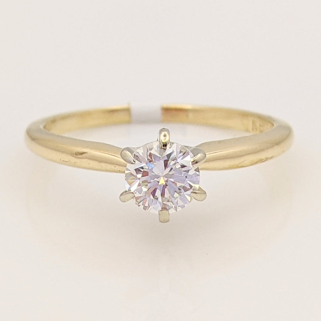14K .35 CARAT TOTAL I1 J DIAMOND ROUND 6-PRONG SOLITARE ESTATE RING 2.1 GRAMS