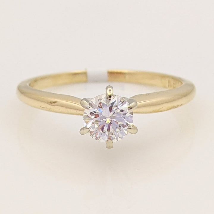 14K .35 CARAT TOTAL I1 J DIAMOND ROUND 6-PRONG SOLITARE ESTATE RING 2.1 GRAMS