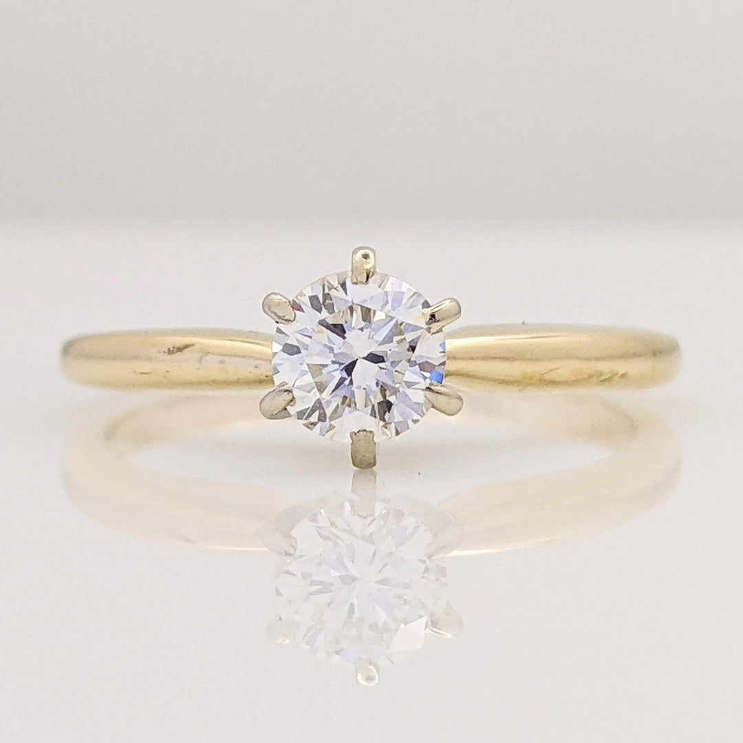 14K .35 CARAT TOTAL I1 J DIAMOND ROUND 6-PRONG SOLITARE ESTATE RING 2.1 GRAMS