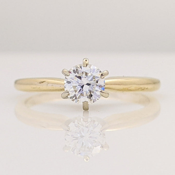 14K .35 CARAT TOTAL I1 J DIAMOND ROUND 6-PRONG SOLITARE ESTATE RING 2.1 GRAMS