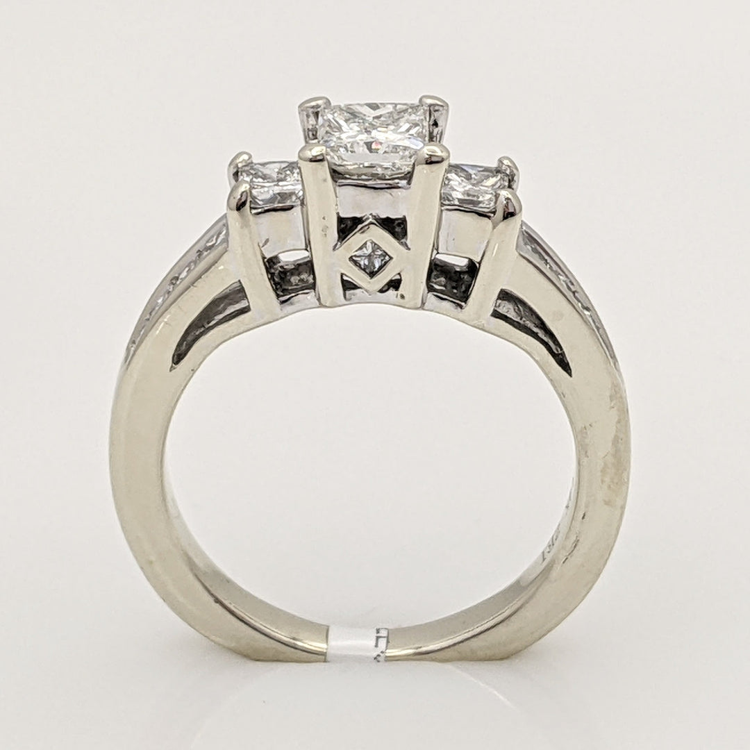 14K WHITE 1.03 CARAT TOTAL WEIGHT I1 I DIAMOND PRINCESS CUT (13) ESTATE RING 3.8 GRAMS
