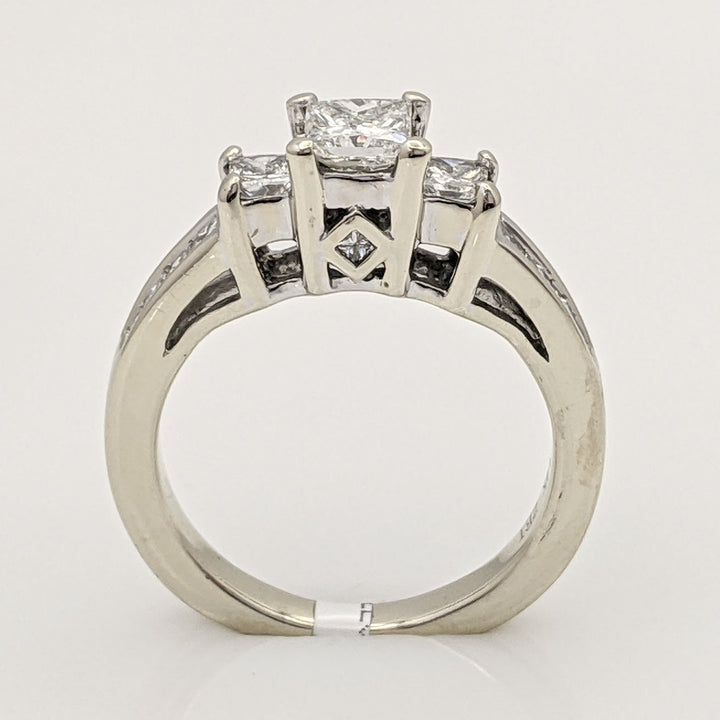 14K WHITE 1.03 CARAT TOTAL WEIGHT I1 I DIAMOND PRINCESS CUT (13) ESTATE RING 3.8 GRAMS