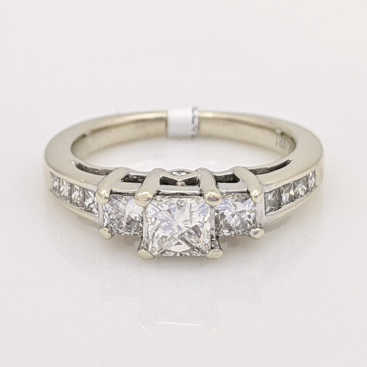 14K WHITE 1.03 CARAT TOTAL WEIGHT I1 I DIAMOND PRINCESS CUT (13) ESTATE RING 3.8 GRAMS