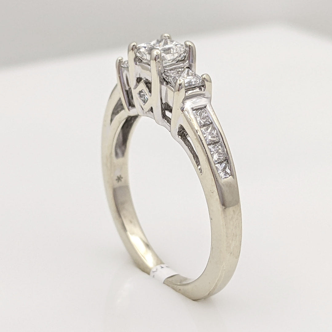 14K WHITE .95 CARAT TOTAL WEIGHT I1 G DIAMOND PRINCESS CUT (13) ESTATE TRINITY RING 4.0 GRAMS