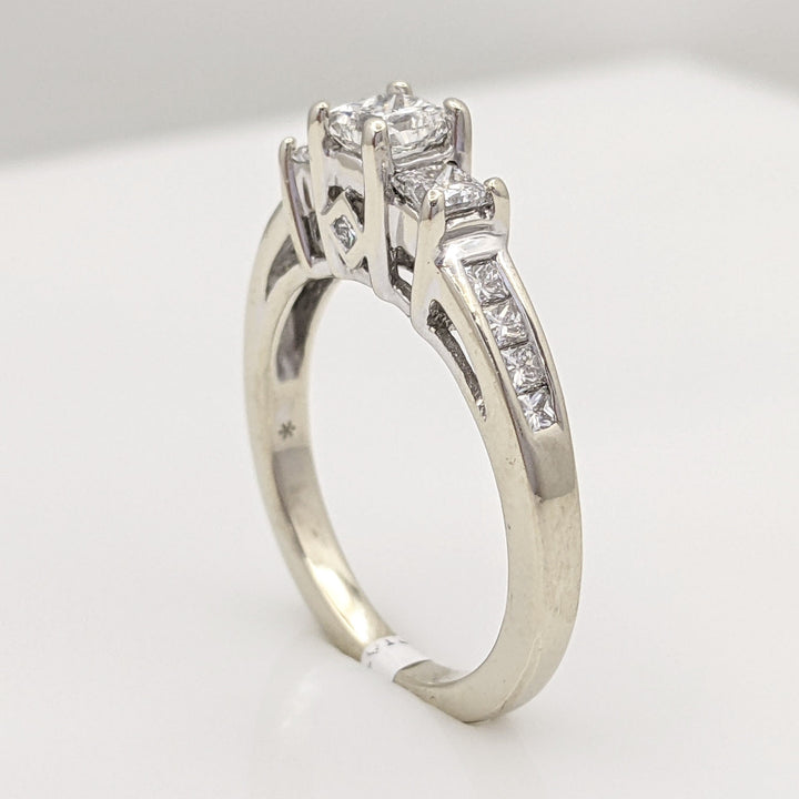 14K WHITE .95 CARAT TOTAL WEIGHT I1 G DIAMOND PRINCESS CUT (13) ESTATE TRINITY RING 4.0 GRAMS