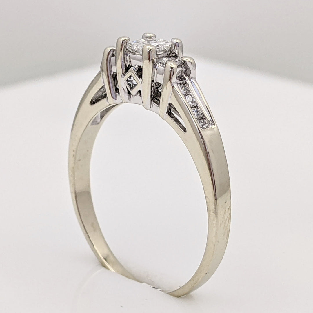 14K WHITE .62 CARAT TOTAL WEIGHT I1 G DIAMOND PRINCESS CUT (13) ESTATE RING 3.0 GRAMS